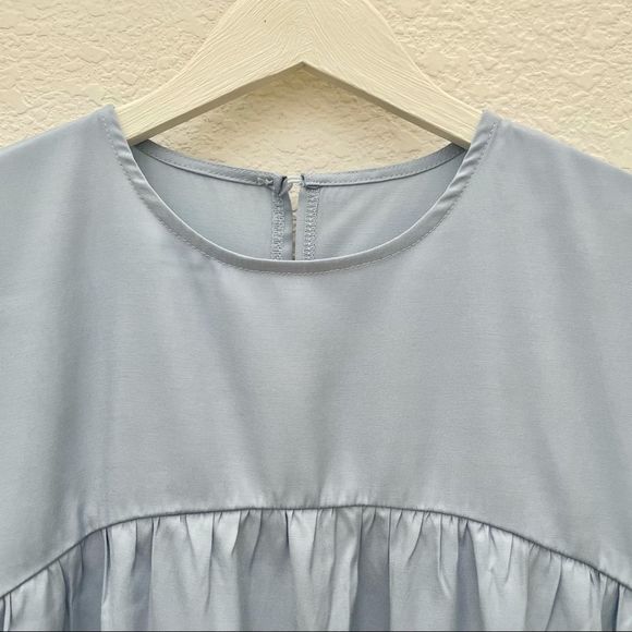 Tiered Baby Doll Dress, Ruffle Sleeves, Soft Blue, Effortless & Feminine… - Picture 5 of 9